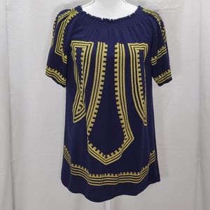 Chelsea & Violet Navy Boho Off Shoulder Tunic
